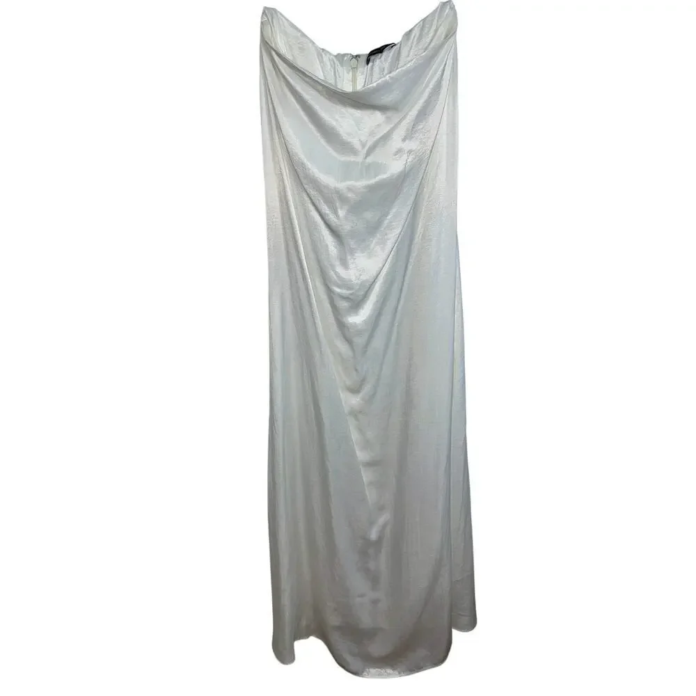 Abercrombie & Fitch White Ivory Satin Maxi Strapless Slip Dress Womens Size S
